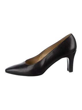 Stuart Weitzman Black Textured Pointed-Toe Pump